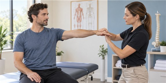 Chiropractor performing gentle muscle testing in Ontario